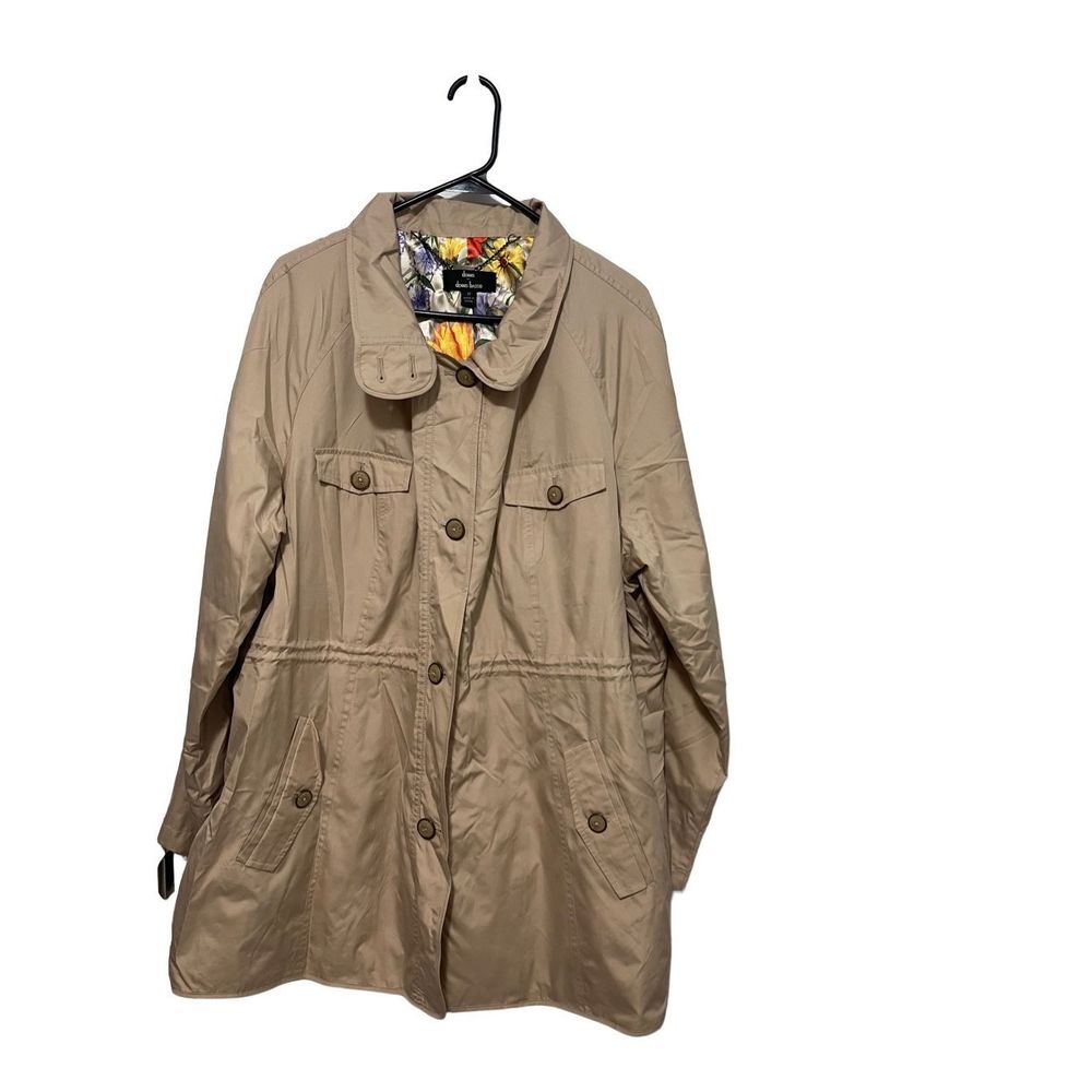 Dennis Basso Neutral Water Resistant Floral Lined Anorak Jacket Women’s 2X